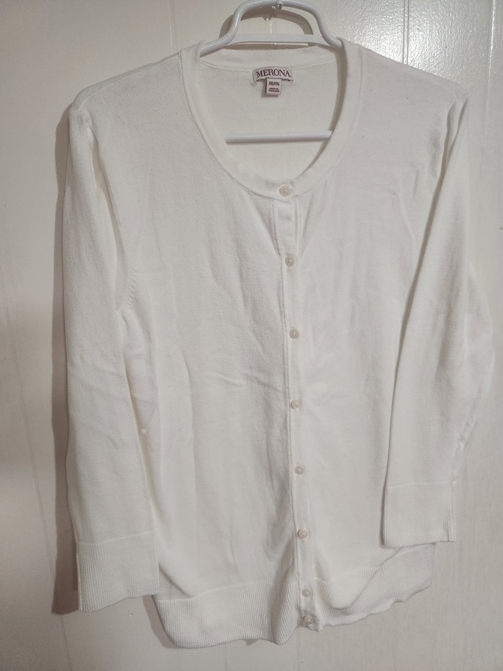 Merona Women's Lightweight Button Classic White Cardigan Business Casual XXL
